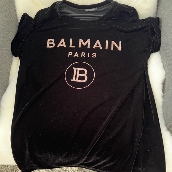 BALMAIN Velvet glitter logo top - Picture 5 of 10